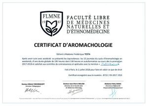 Certificat Aromachologie Frédérique